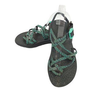 Chaco Green Strap Toe Loop Sandals Womens Size 8 Eco Tread Sole Hiking Beach